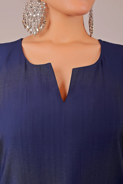 Veshbhoshaa Bluesaanchi Women'S Royal Blue Kurti With Trouser Pajama Set